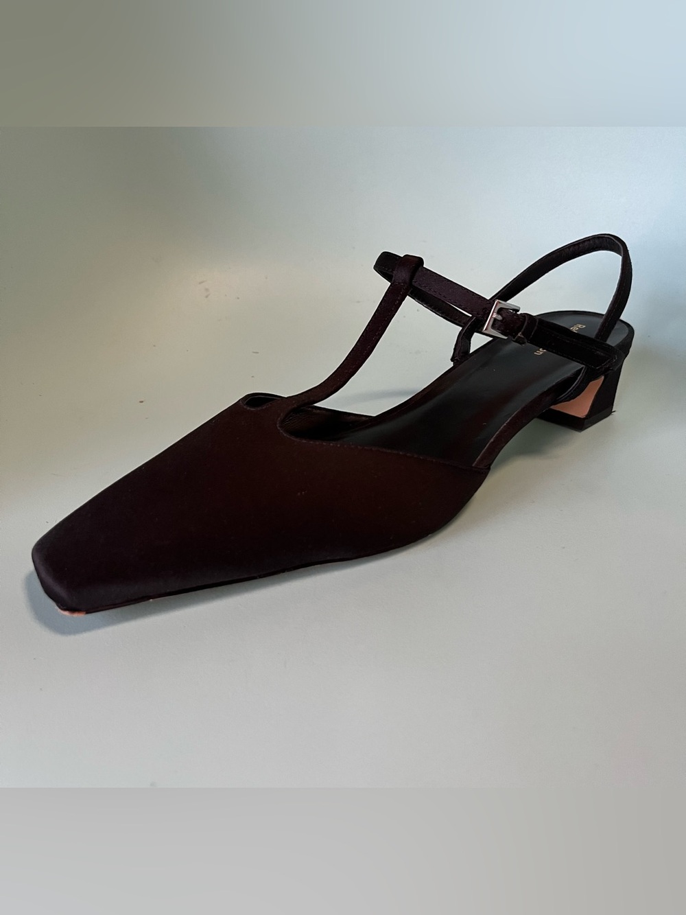 Reformation Black  Silk T Strap Shoes NWOT